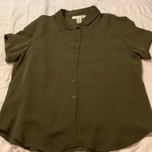 Dark Green Button Up Blouse